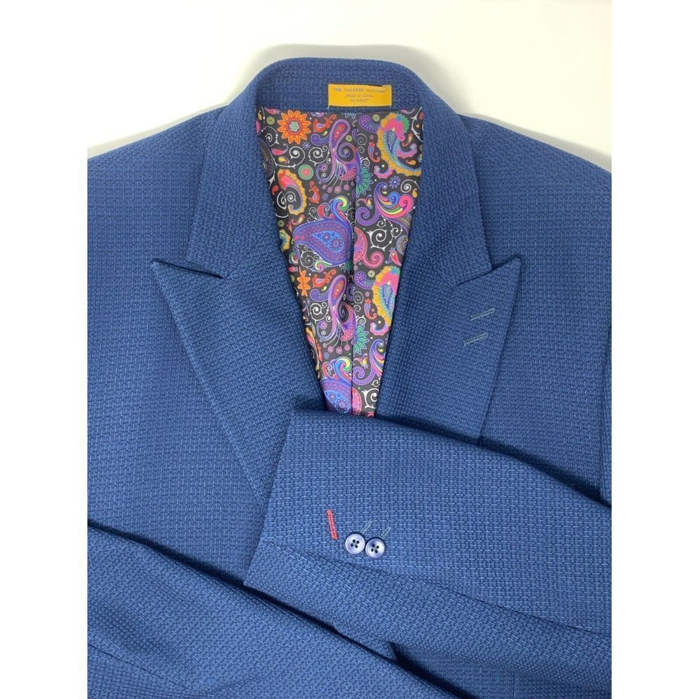 Lanzino Men's Blazer Blue Texture with Colored Flower Lining Size XXL - Picture 7 of 16